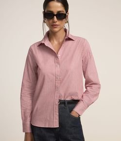 Camisa em Tricoline com Estampa Listrada Fio Tinto