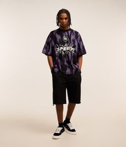 Bermuda Baggy em Poliamida com Bordado no Bolso