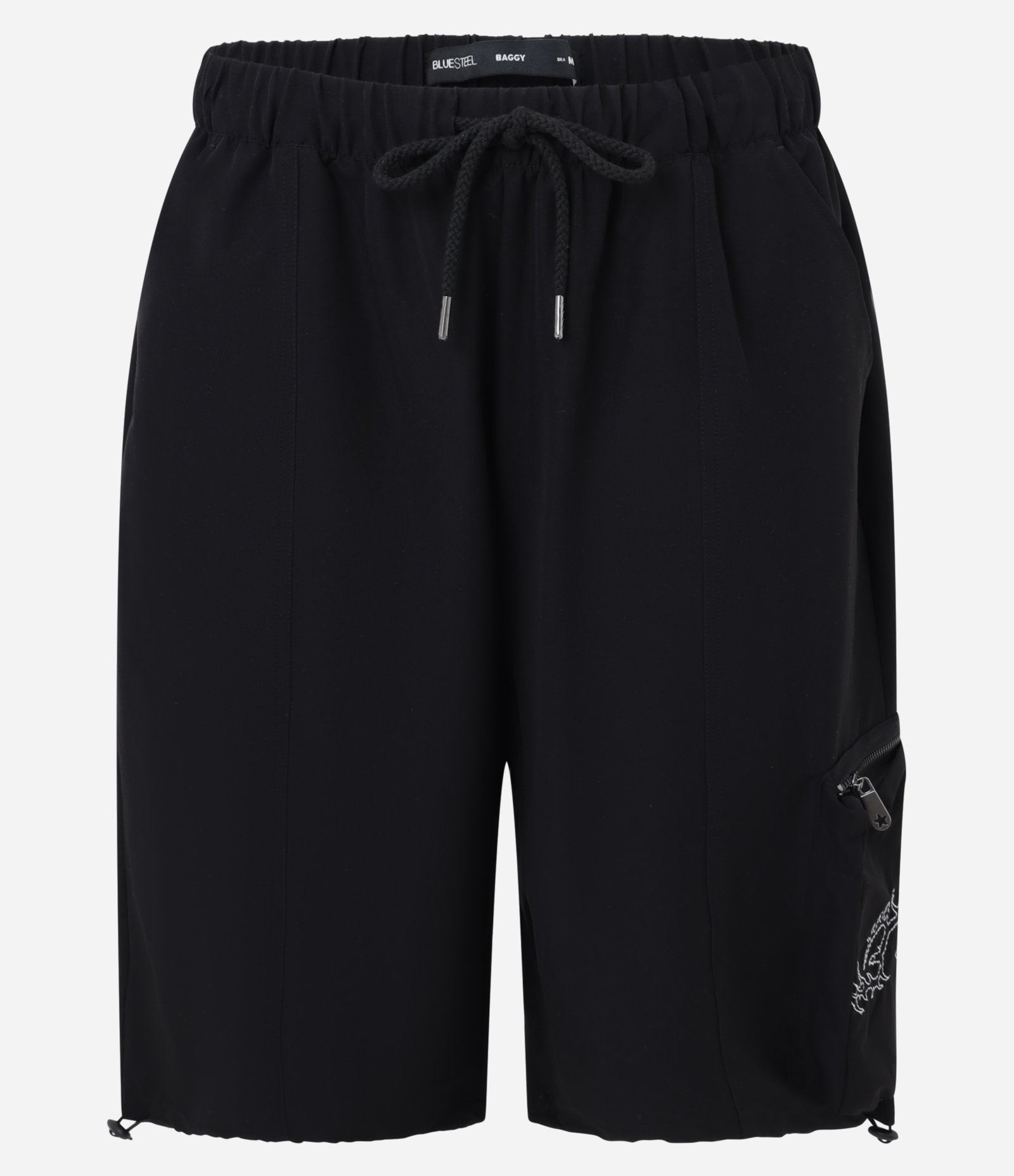 Bermuda Baggy em Poliamida com Bordado no Bolso Preto 5