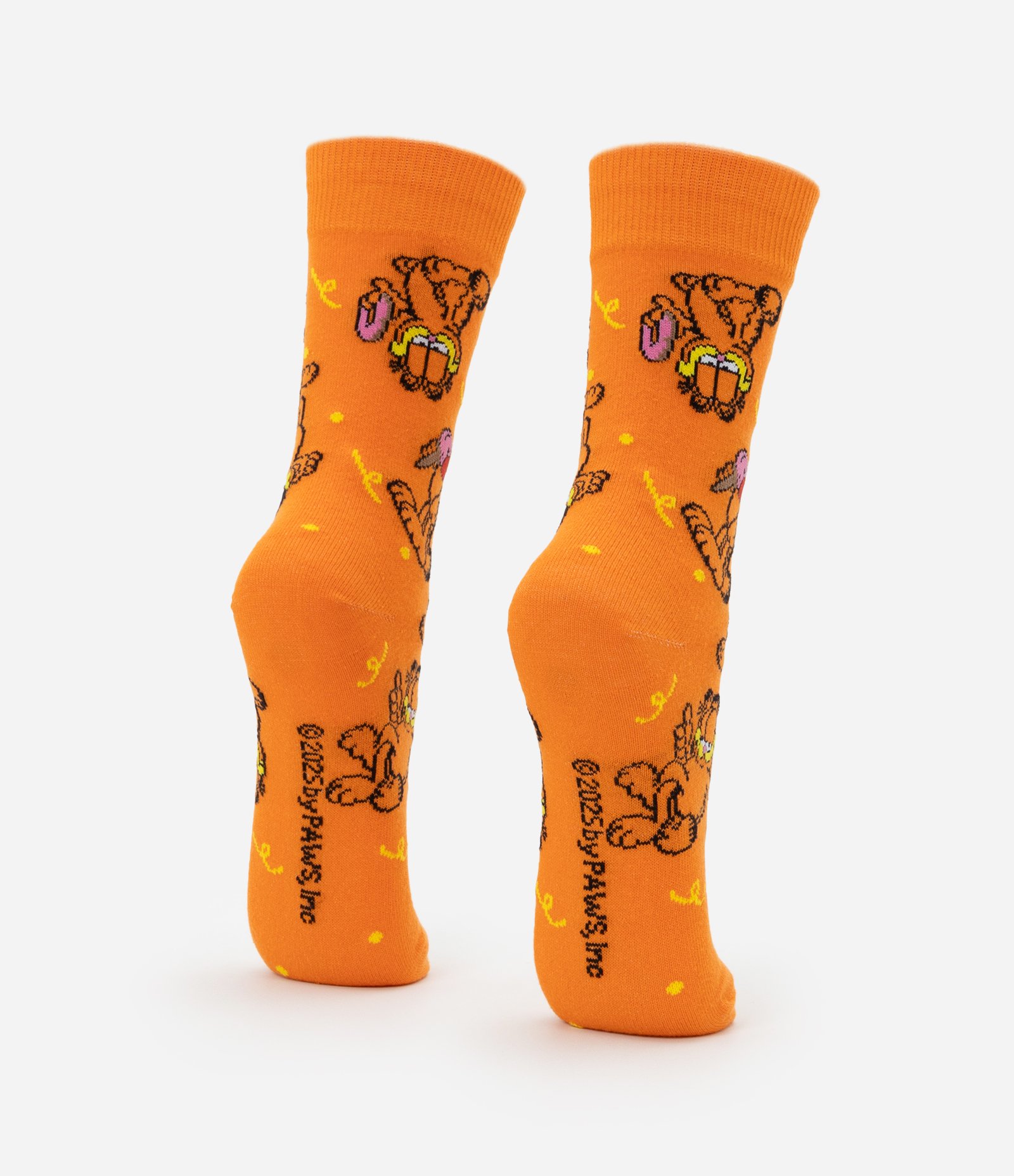 Meia Cano Alto Em Algodão com Estampa do Garfield Laranja 2