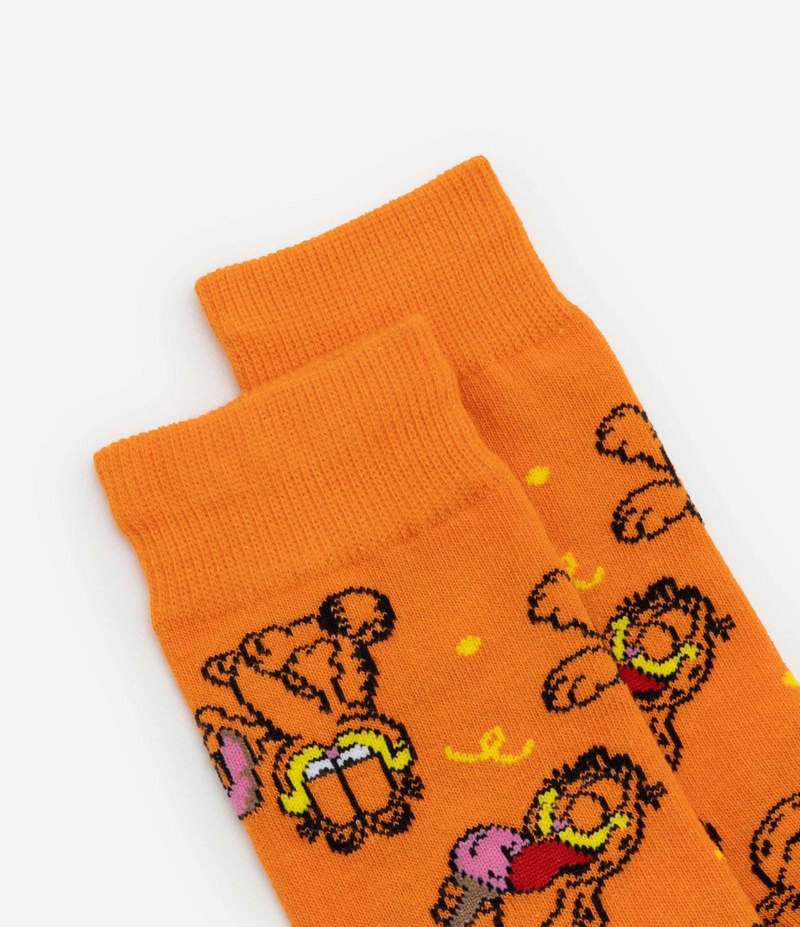 Meia Cano Alto Em Algodão com Estampa do Garfield Laranja 4