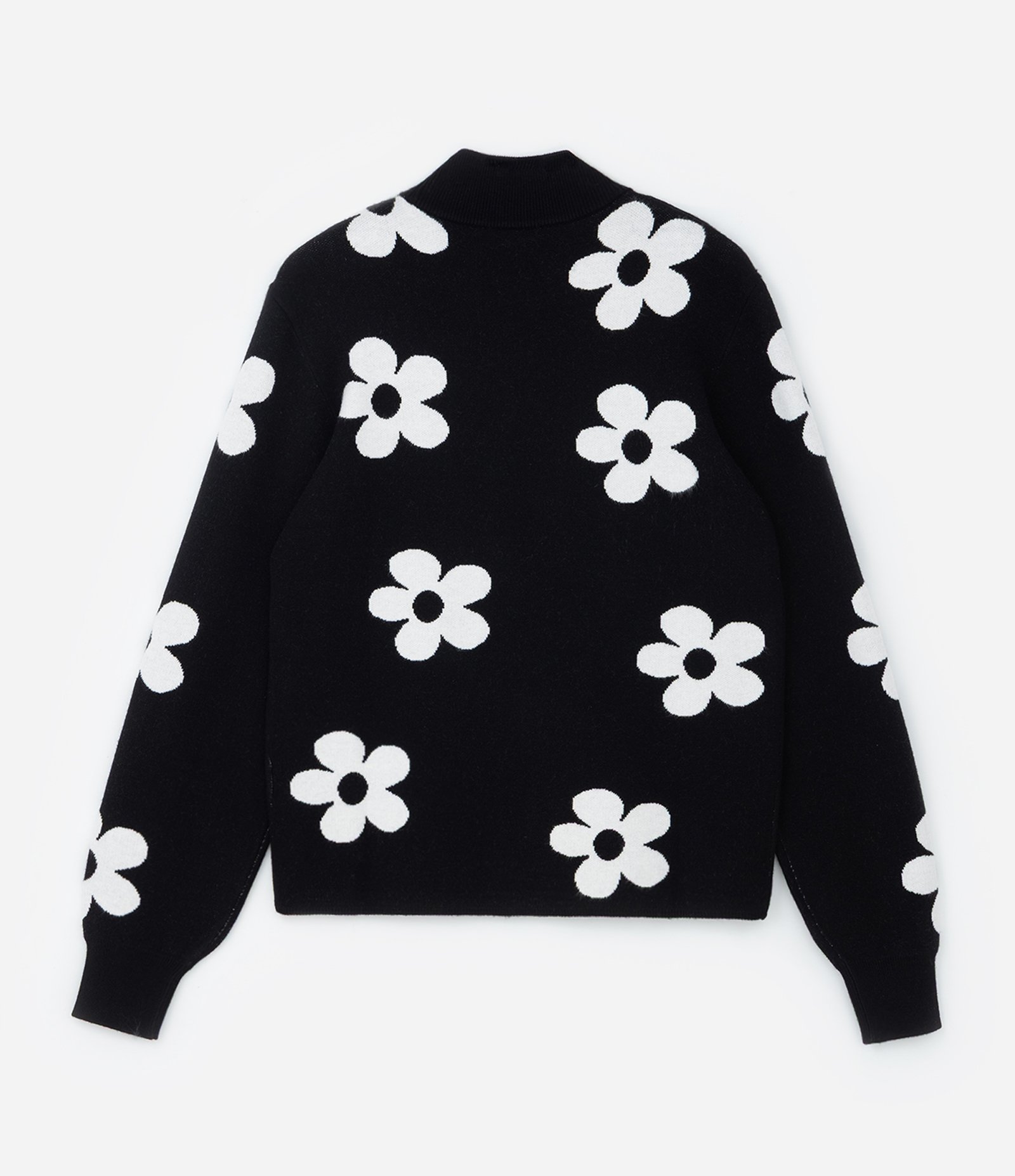 Suéter em Jacquard com Estampa Margaridas Curve & Plus Size Preto 5