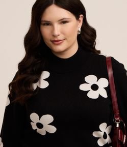 Suéter em Jacquard com Estampa Margaridas Curve & Plus Size