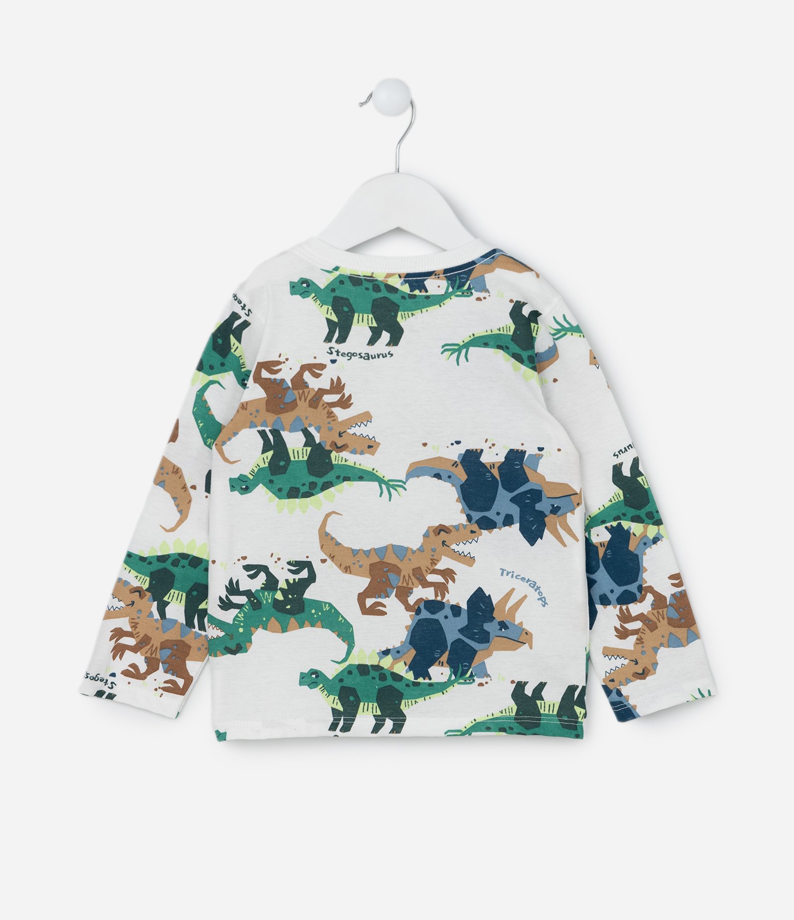 Camiseta Infantil com Estampa de Dinos - Tam 1 a 5/6 Anos Branco 2