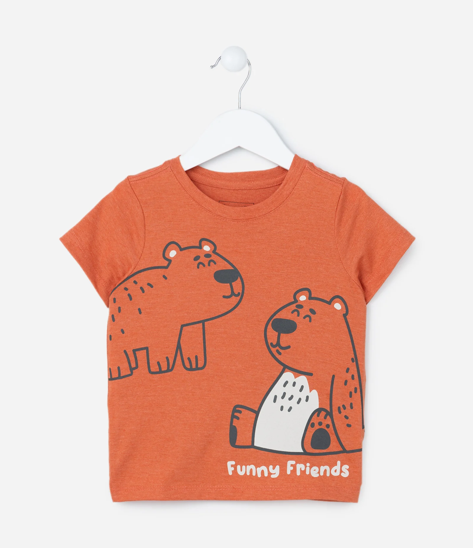 Camiseta Infantil com Estampa de Ursinhos - Tam 1 a 6 Anos Laranja 1