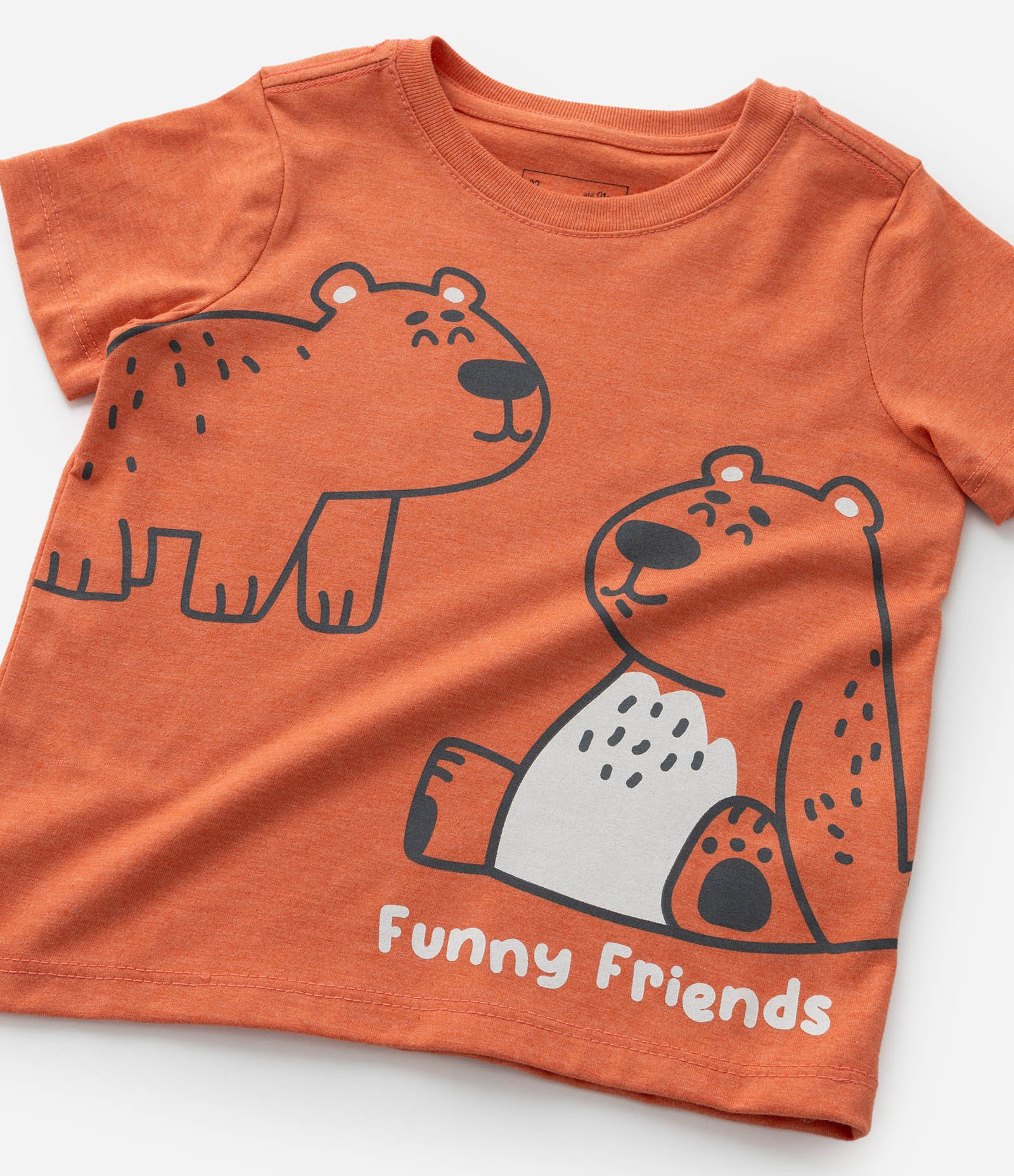 Camiseta Infantil com Estampa de Ursinhos - Tam 1 a 6 Anos Laranja 5