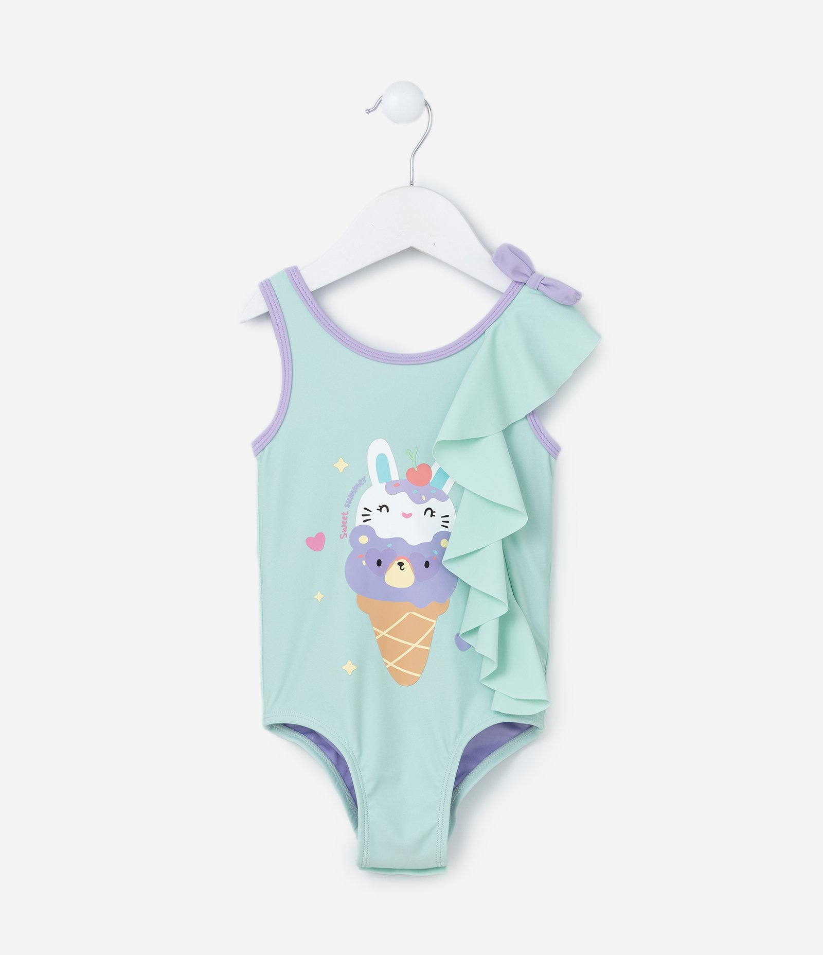 Maiô Infantil com Proteção UV  e Babadinho - Tam 2 a 4 Anos Verde 1