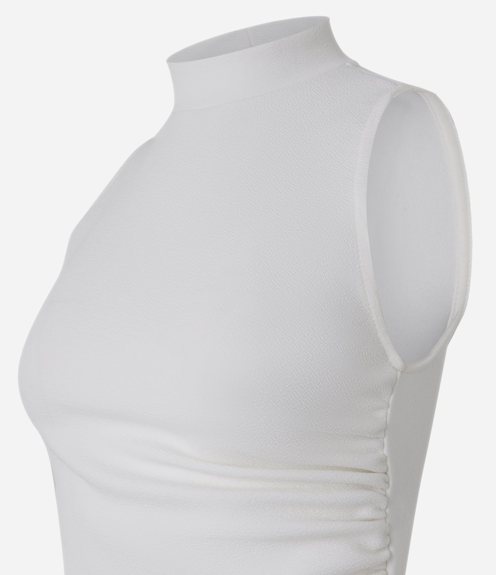 Blusa em Ponto Roma com Golinha Alta e Barra Assimétrica Branco 5