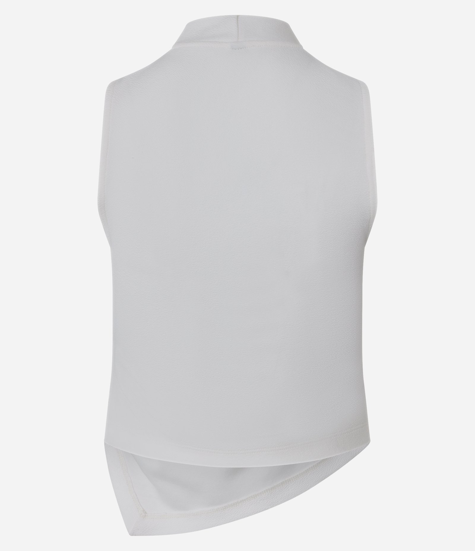 Blusa em Ponto Roma com Golinha Alta e Barra Assimétrica Branco 6