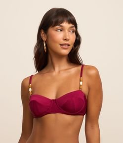 Biquíni Top Meia Taça Canelado com Aviamentos