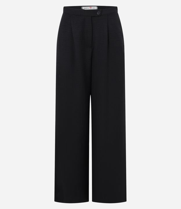 Calça Wide Leg em Alfaiataria com Fechamento Deslocado