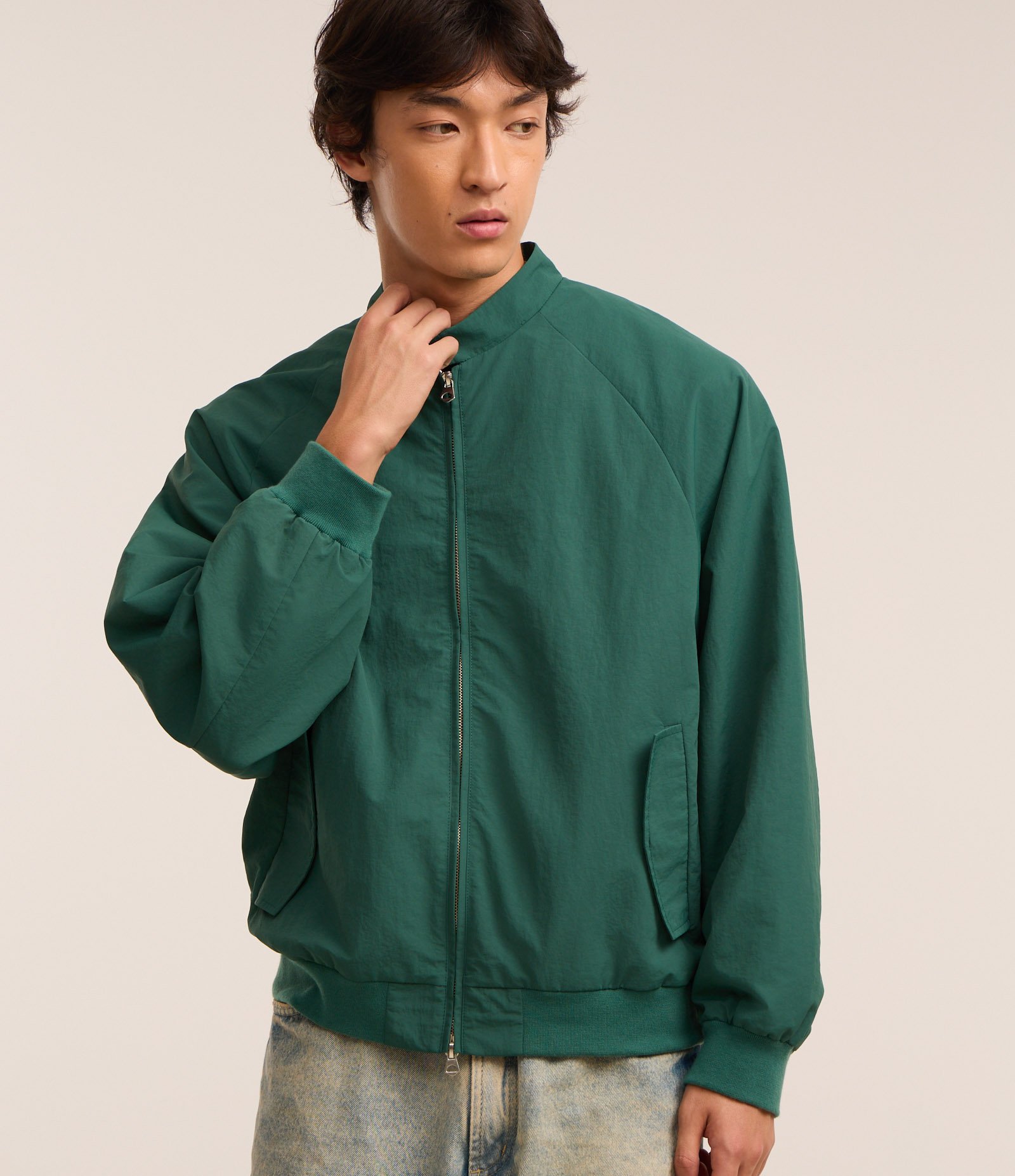 Jaqueta Bomber com Lapela e Estampa Bordada Lettering Verde 1