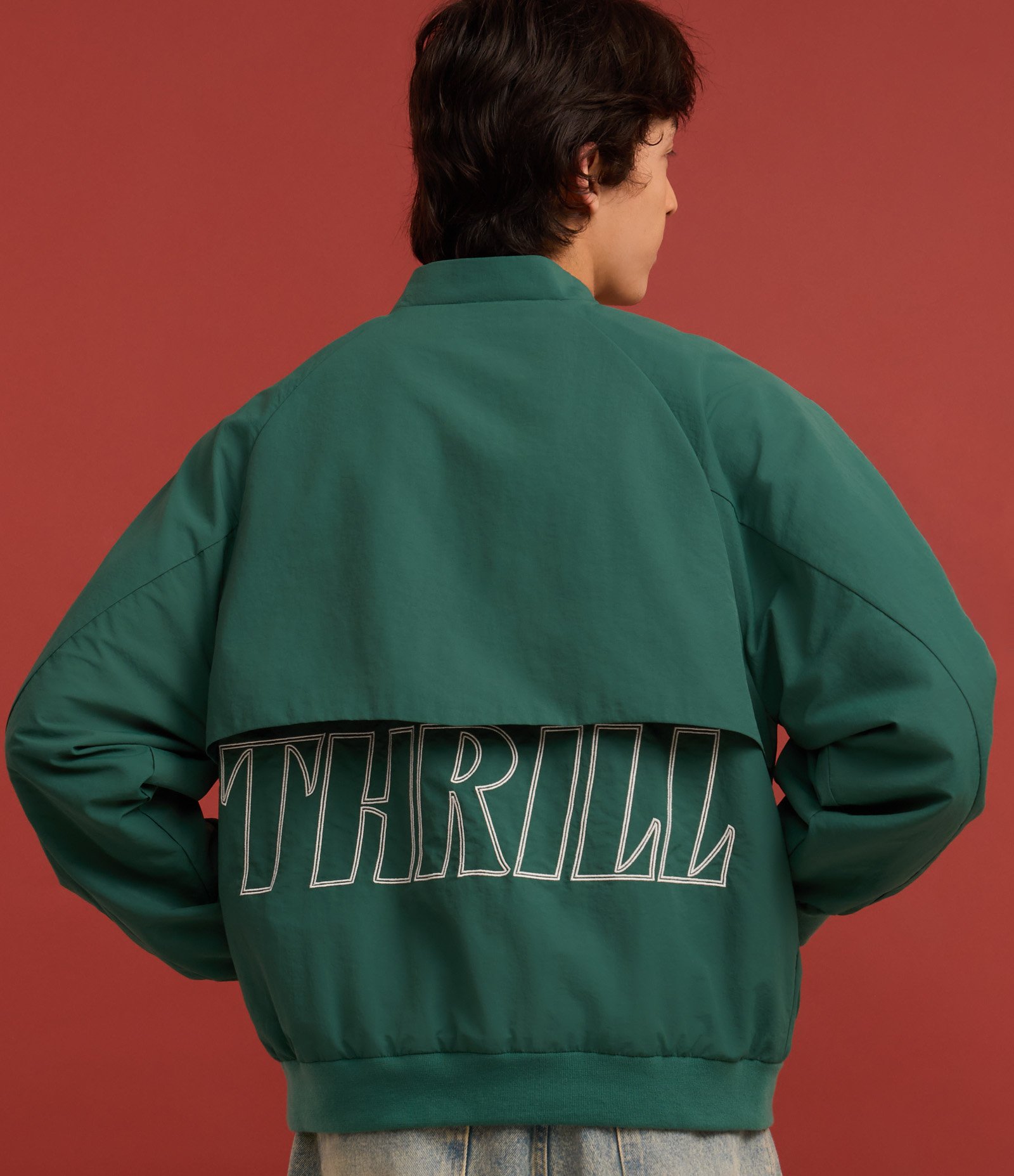 Jaqueta Bomber com Lapela e Estampa Bordada Lettering Verde 3