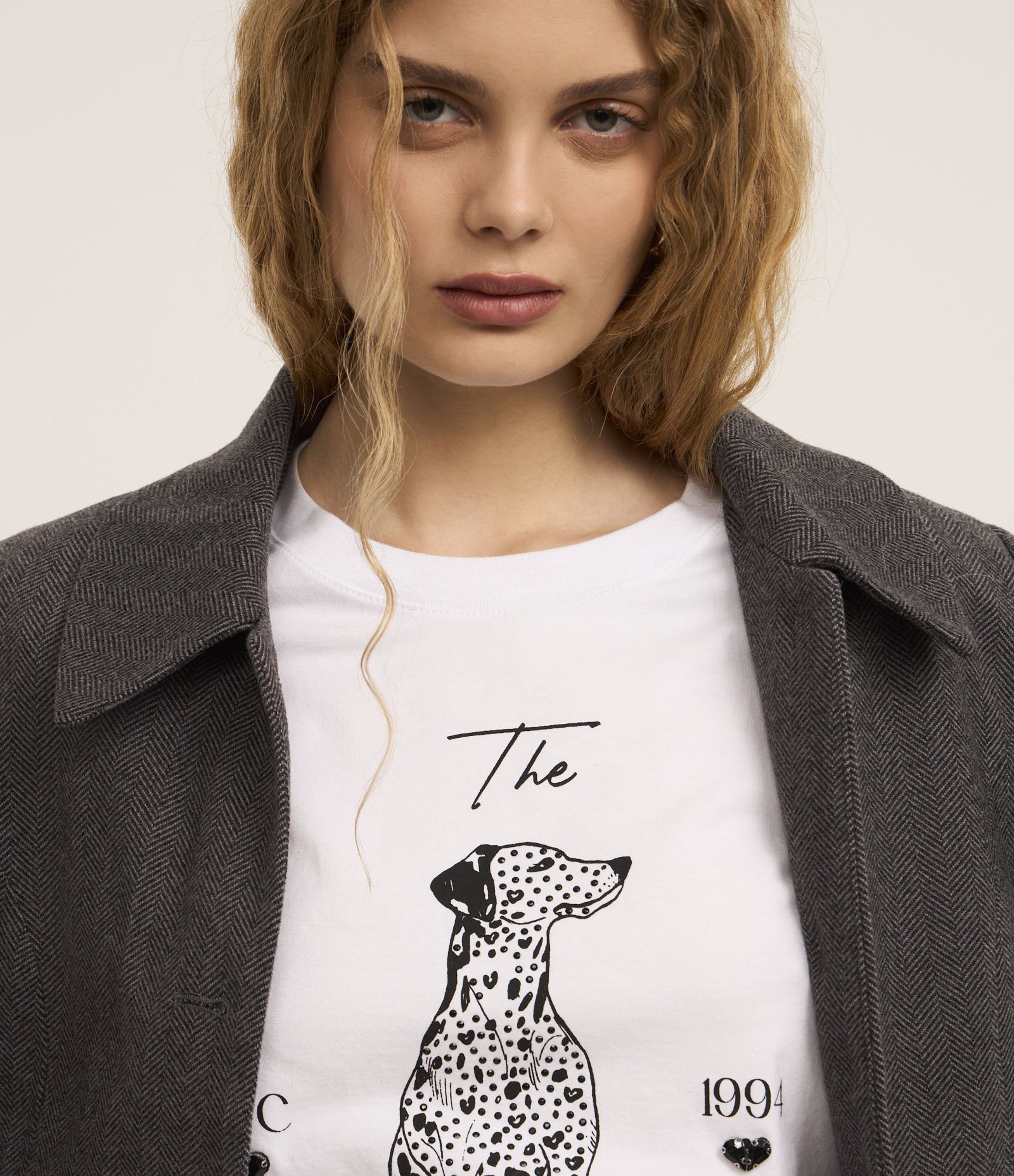 Blusa T-Shirt em Algodão com Estampa Dálmata Branco 3