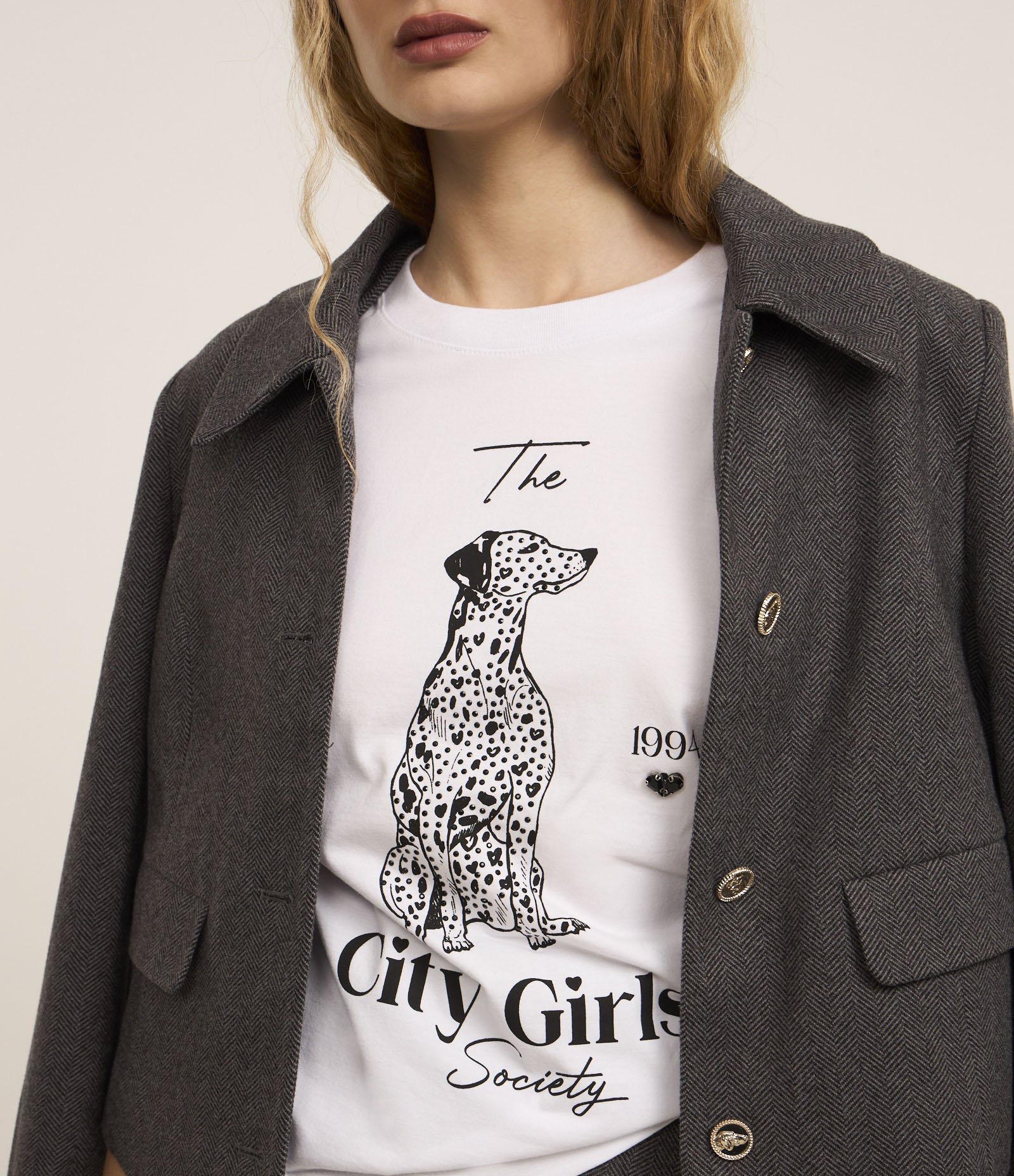 Blusa T-Shirt em Algodão com Estampa Dálmata Branco 4