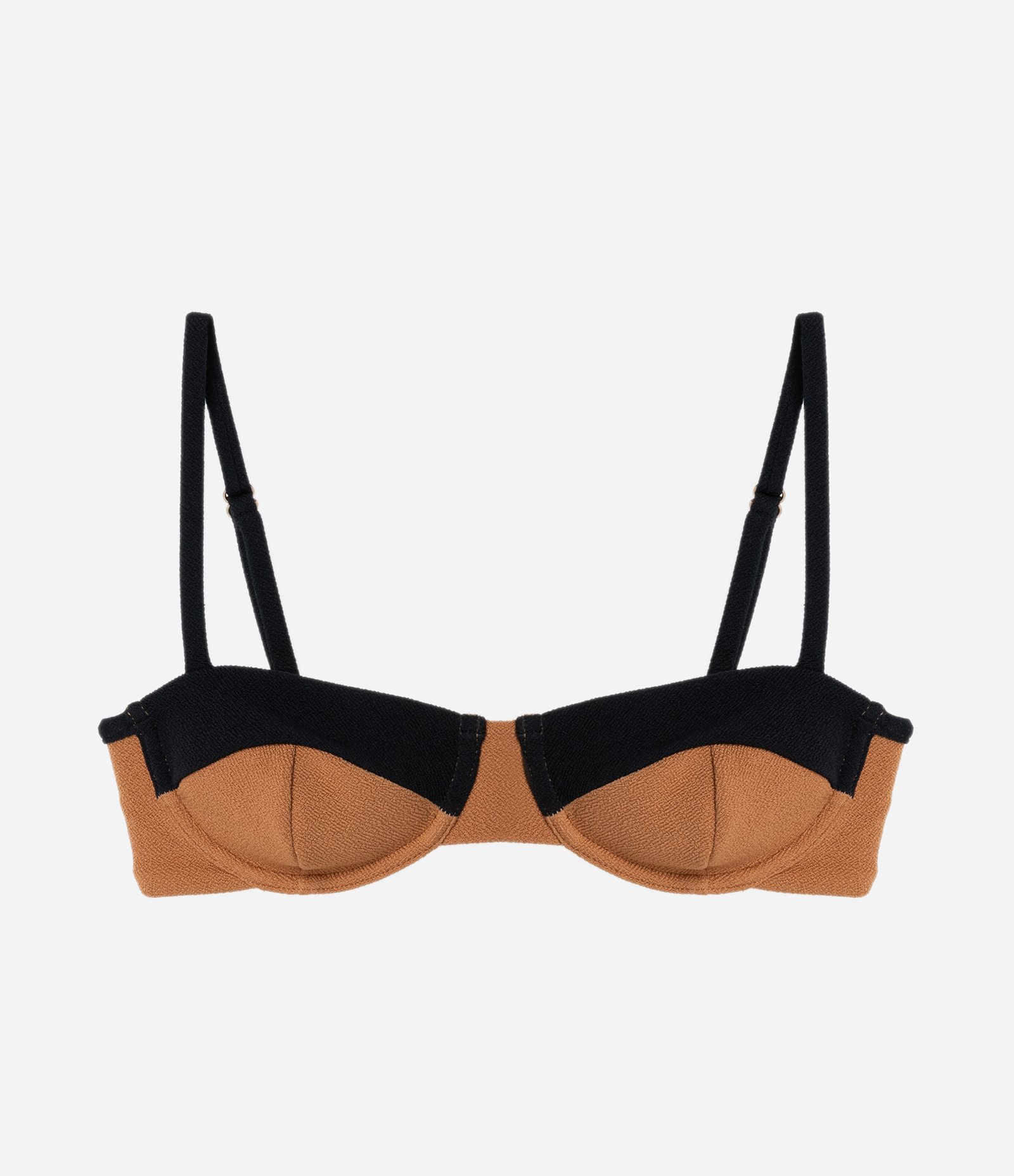 Biquíni Top Meia Taça Texturizado com Viés Contrastante Marrom 5
