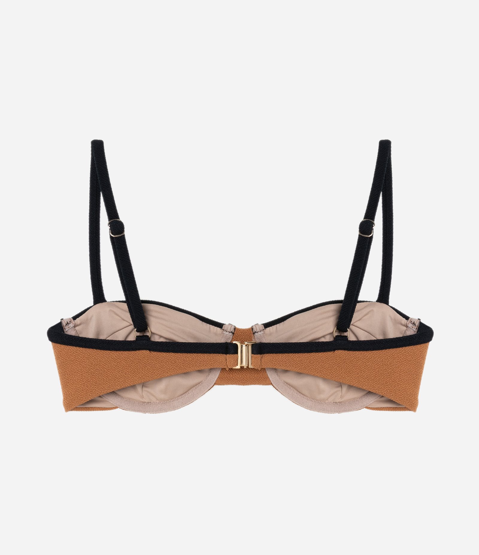 Biquíni Top Meia Taça Texturizado com Viés Contrastante Marrom 6