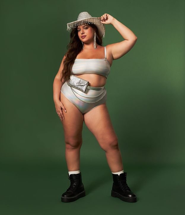 Biquíni Calcinha Hot Pants Holográfico Curve & Plus Size