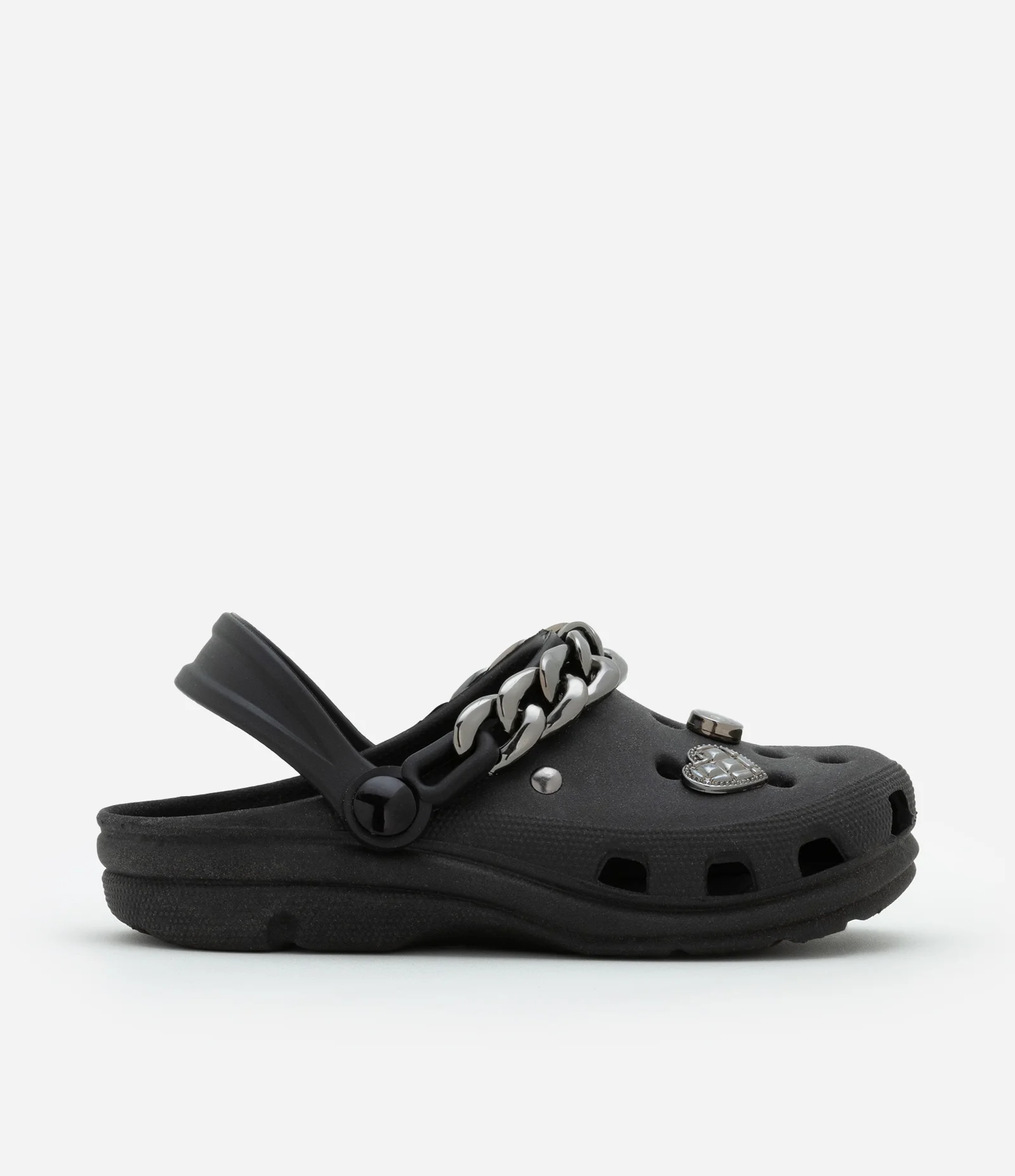 Sandália Babuche Infantil com Corrente e Patchs Aplicados - Tam 28 a 35 Preto 5