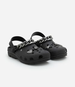 Sandália Babuche Infantil com Corrente e Patchs Aplicados - Tam 28 a 35