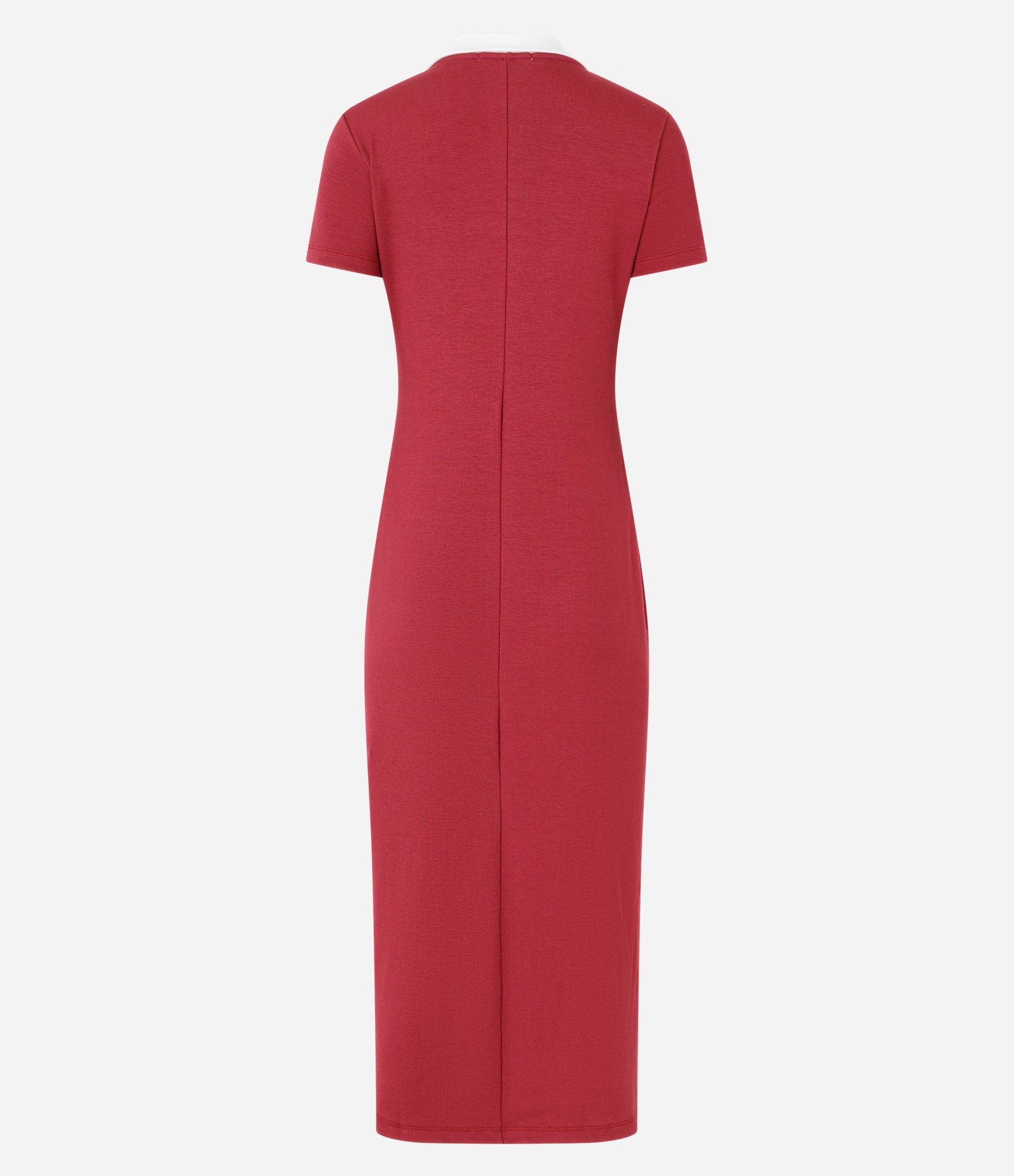 Vestido Midi em Ribana com Colarinho Contrastante na Gola Vermelho 5