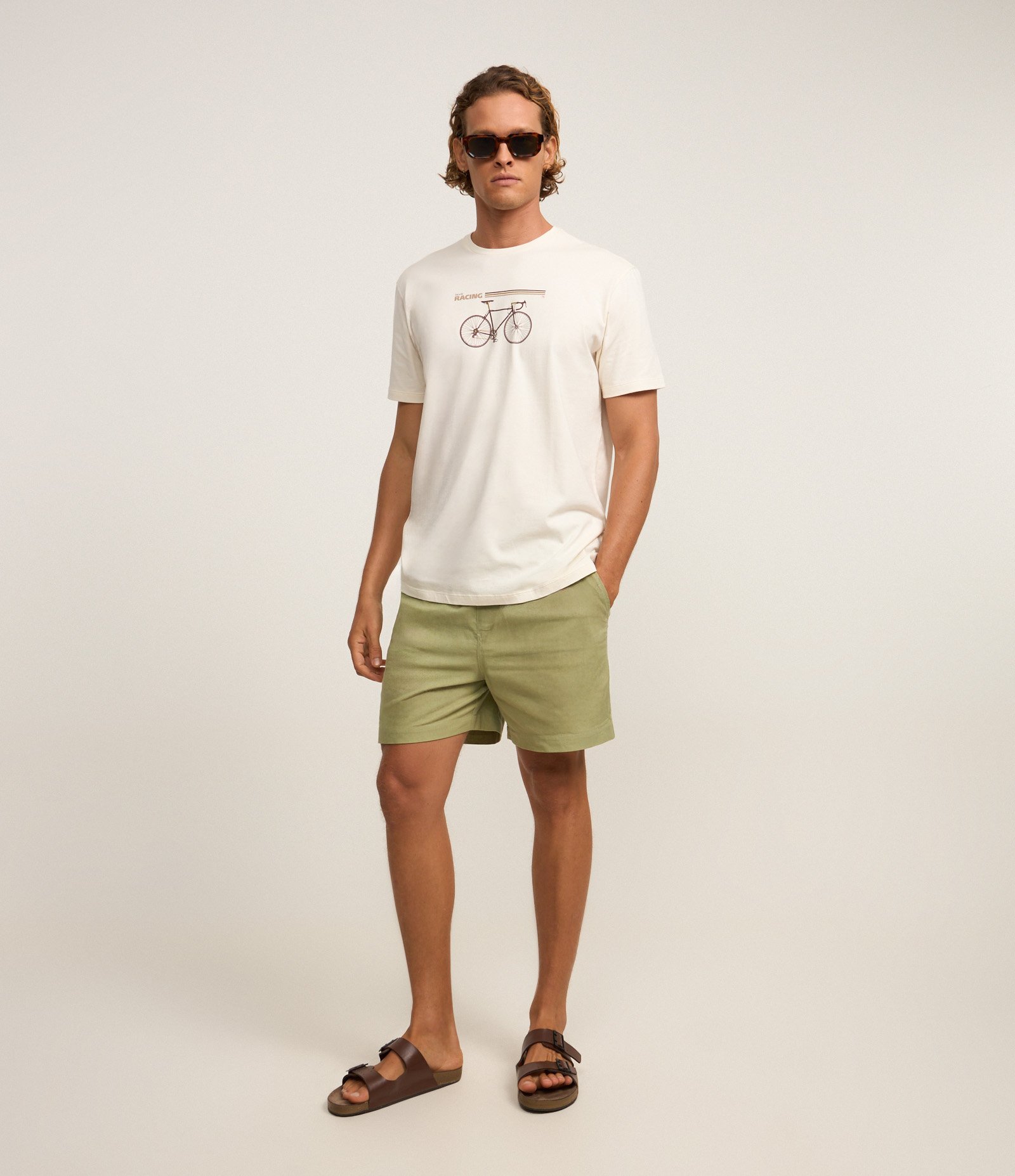 Camiseta em Algodão com Estampa Bicicleta Racing Off White 2