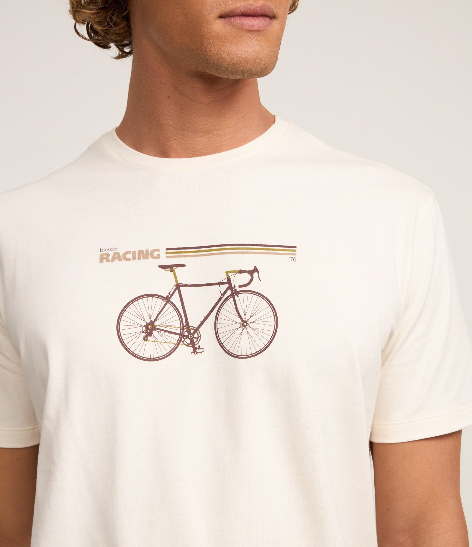 Camiseta em Algodão com Estampa Bicicleta Racing Off White 3