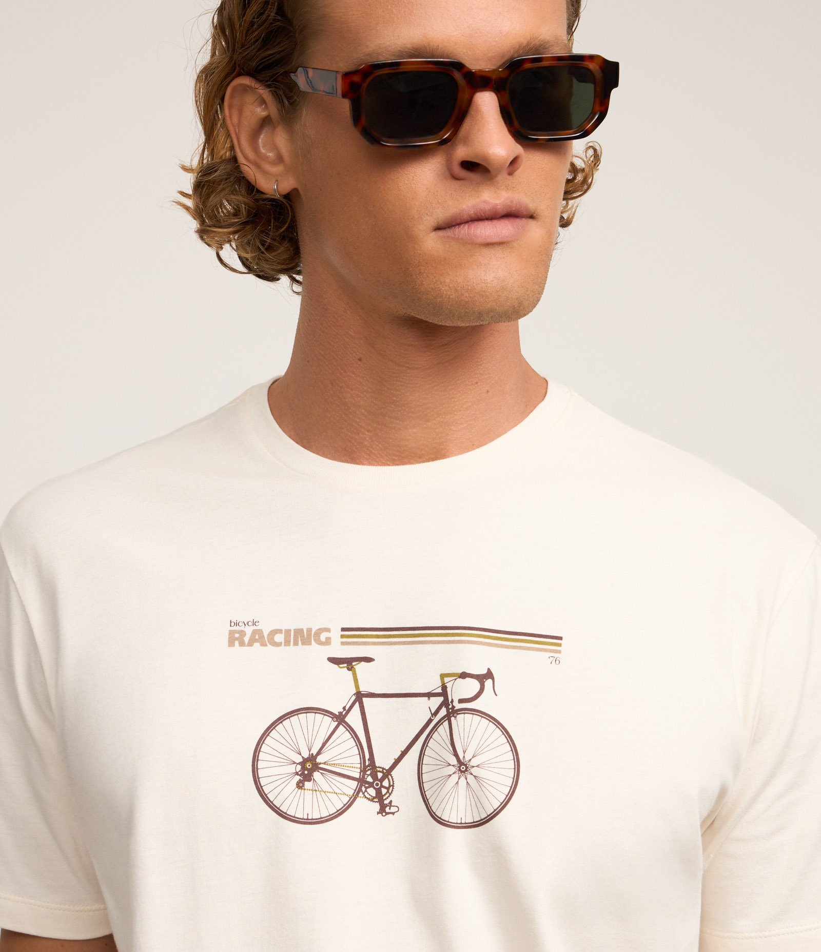 Camiseta em Algodão com Estampa Bicicleta Racing Off White 4