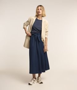 Saia Midi em Tricoline com Amarração de Lacinho Frontal