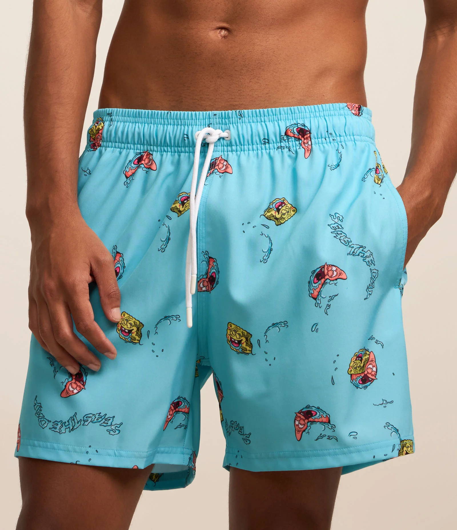 Bermuda com Cós Elástico e Estampa Bob Esponja Azul 2