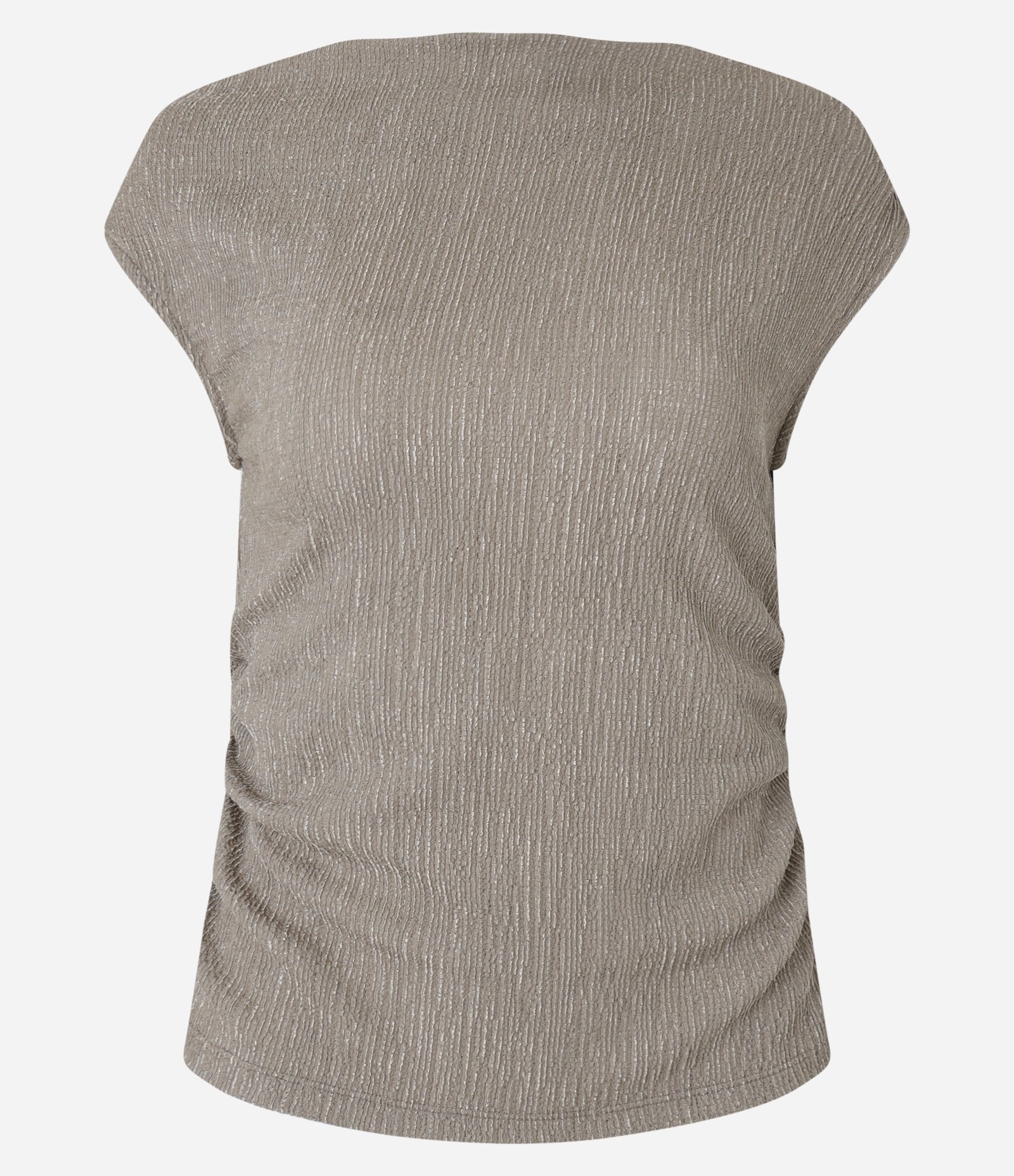 Blusa Ombro a Ombro com Drapeado na Lateral Bege 5