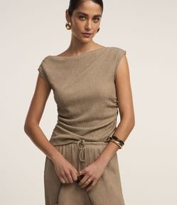 Blusa Ombro a Ombro com Drapeado na Lateral