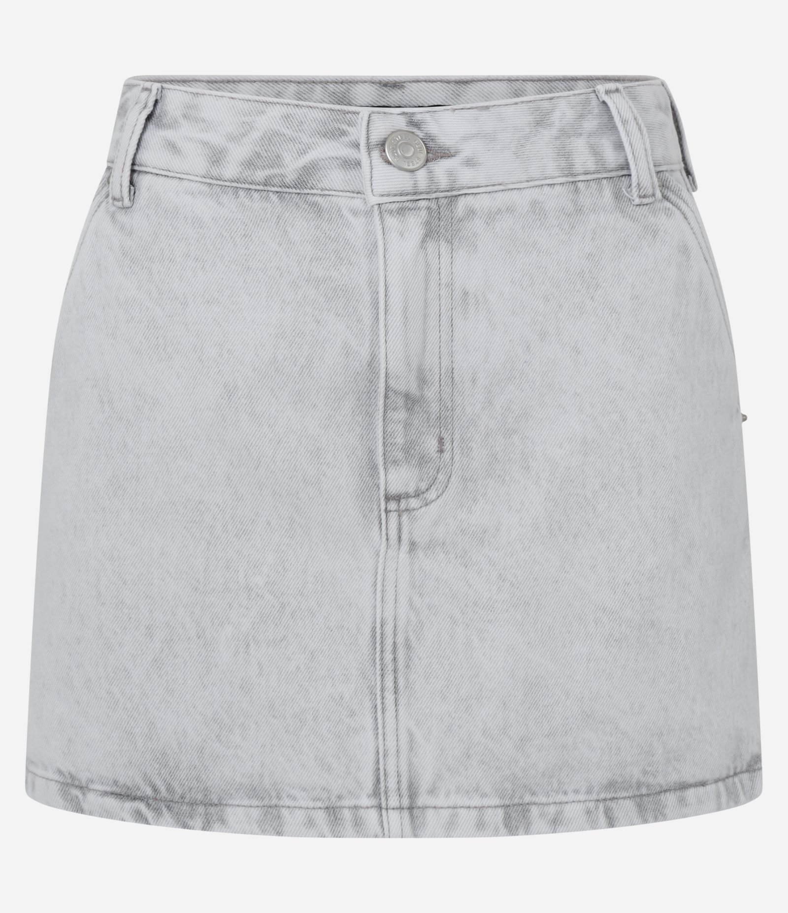 Saia Curta em Jeans com Bolso Faca Cinza 5