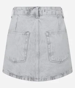 Saia Curta em Jeans com Bolso Faca
