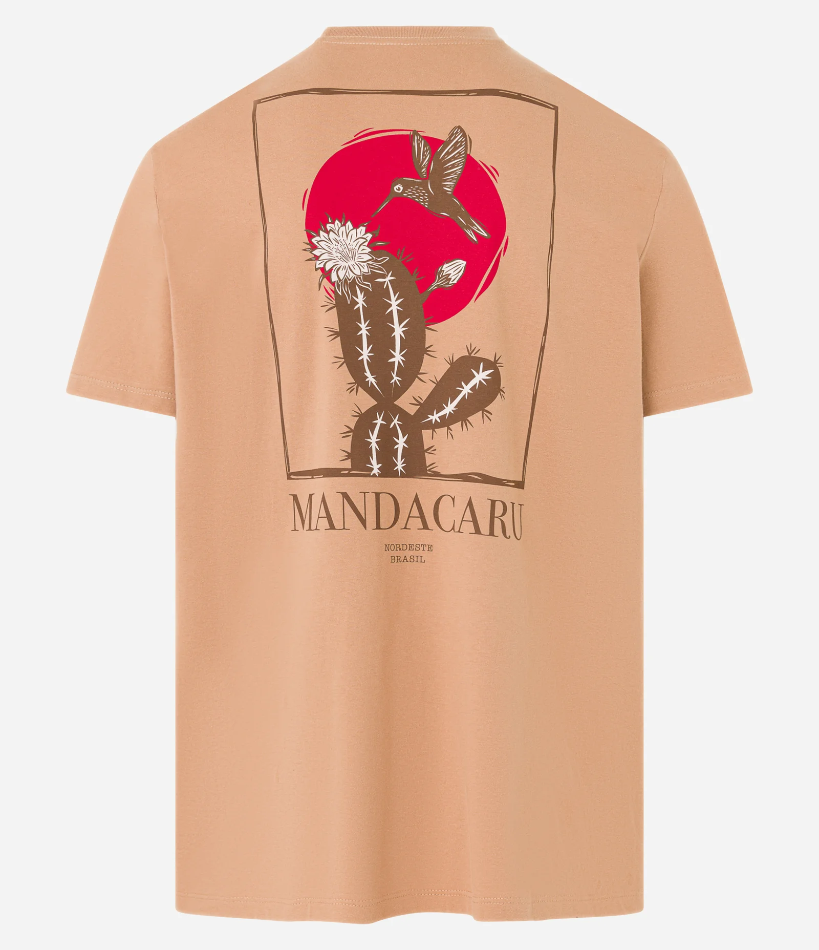 Camiseta em Algodão com Estampa Beija-Flor e Cactos Caramelo 6