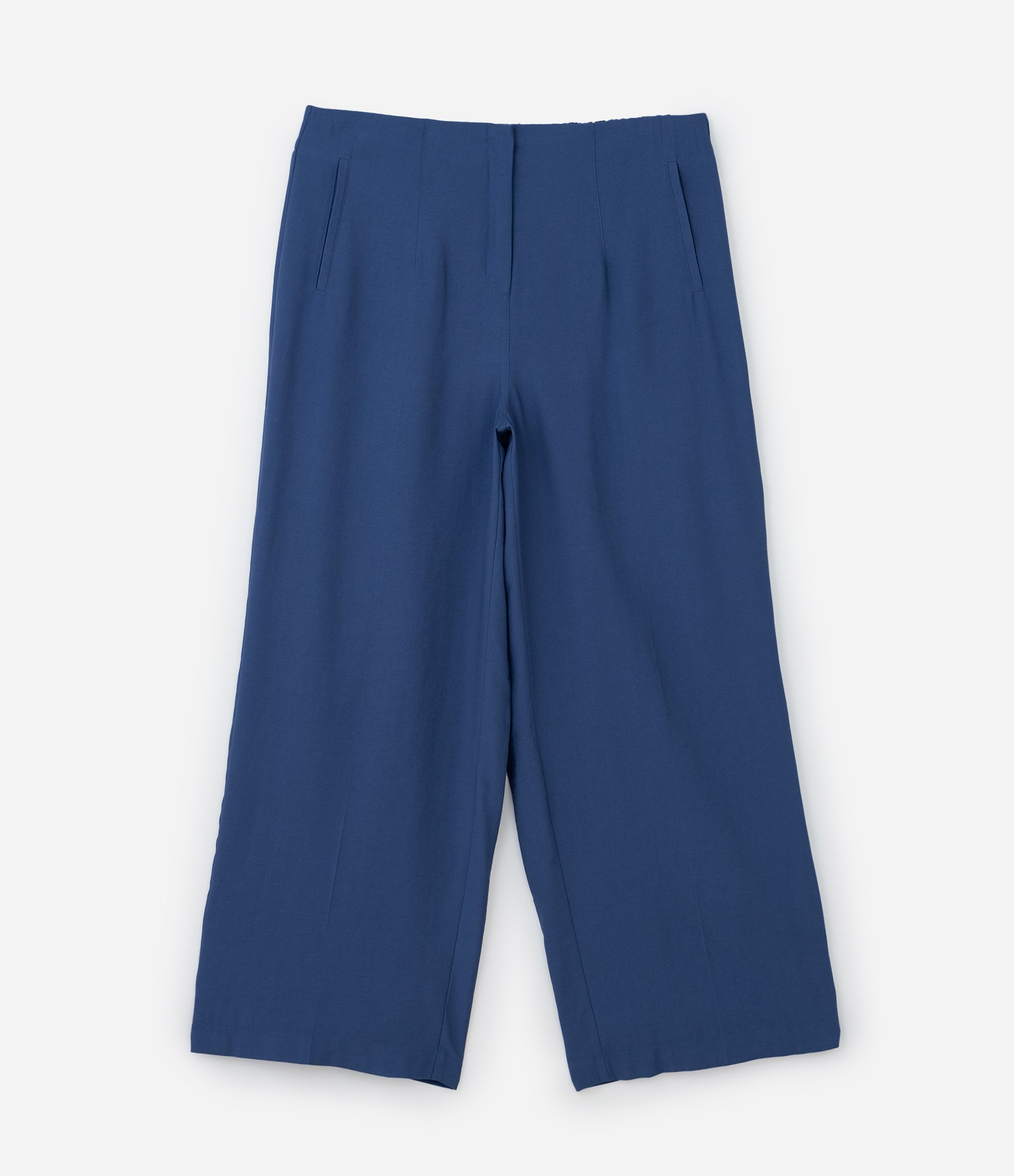 Calça Wide Leg em Crepe com Pregas Curve & Plus Size Azul 5