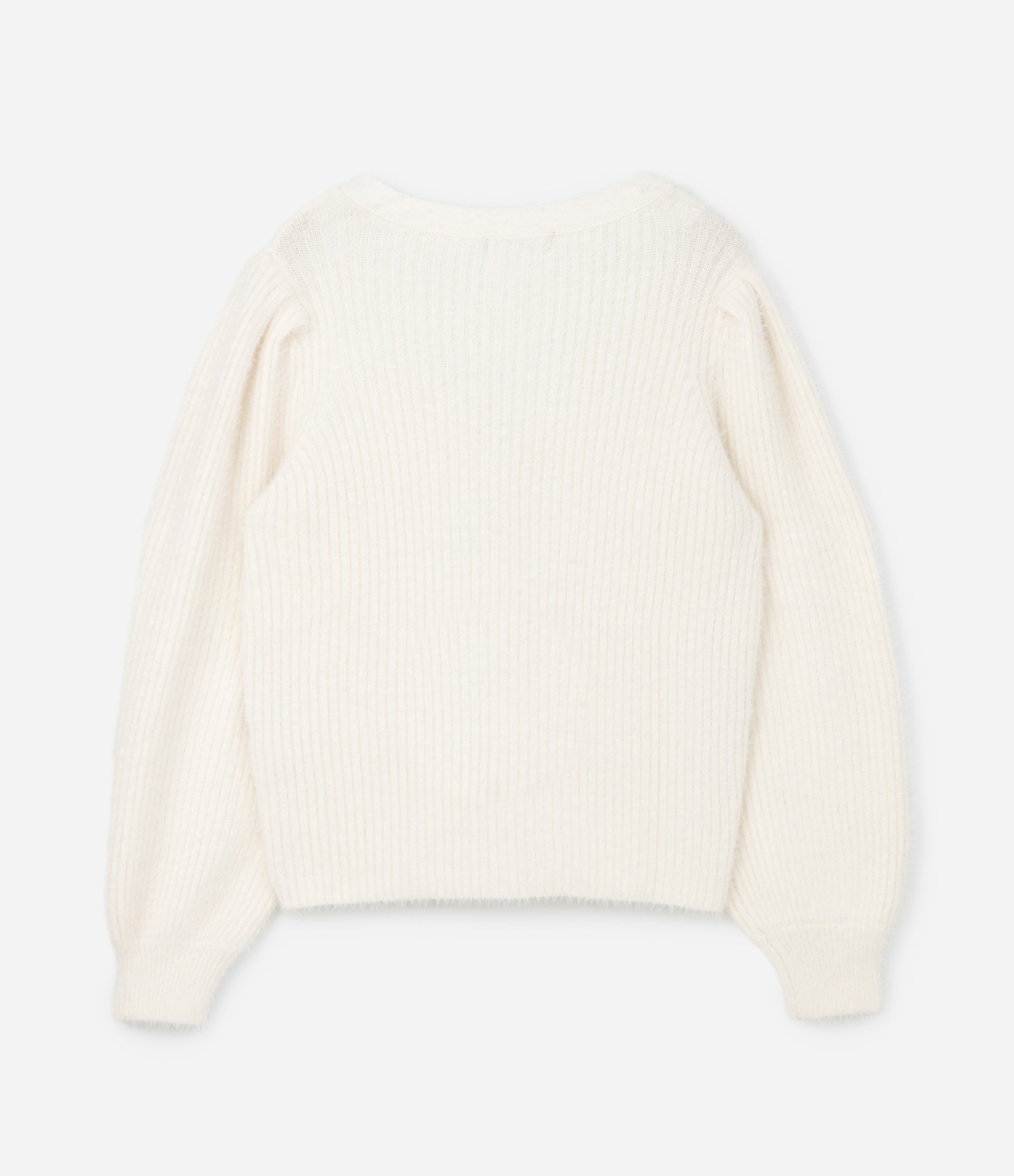 Cardigan Alongado Tricô Pesado Peludinho Curve & Plus Size Off White 5