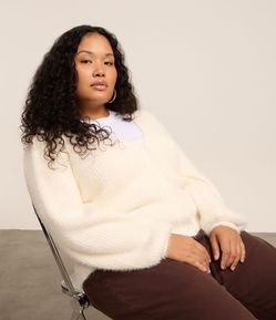 Cardigan Alongado Tricô Pesado Peludinho Curve & Plus Size