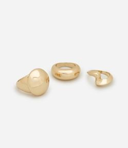 Kit 03 Anéis em Metal Bold Entrelaçado