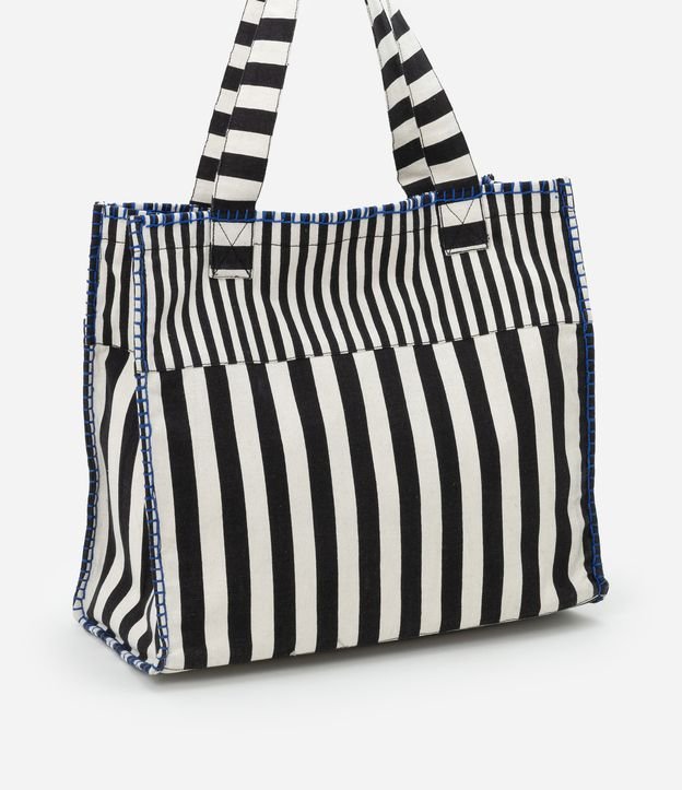 Bolsa de Praia em Lona com Estampa de Listras