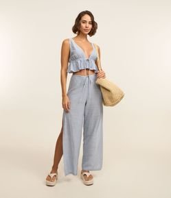 Saída de Praia Calça em Viscose com Amarração na Cintura