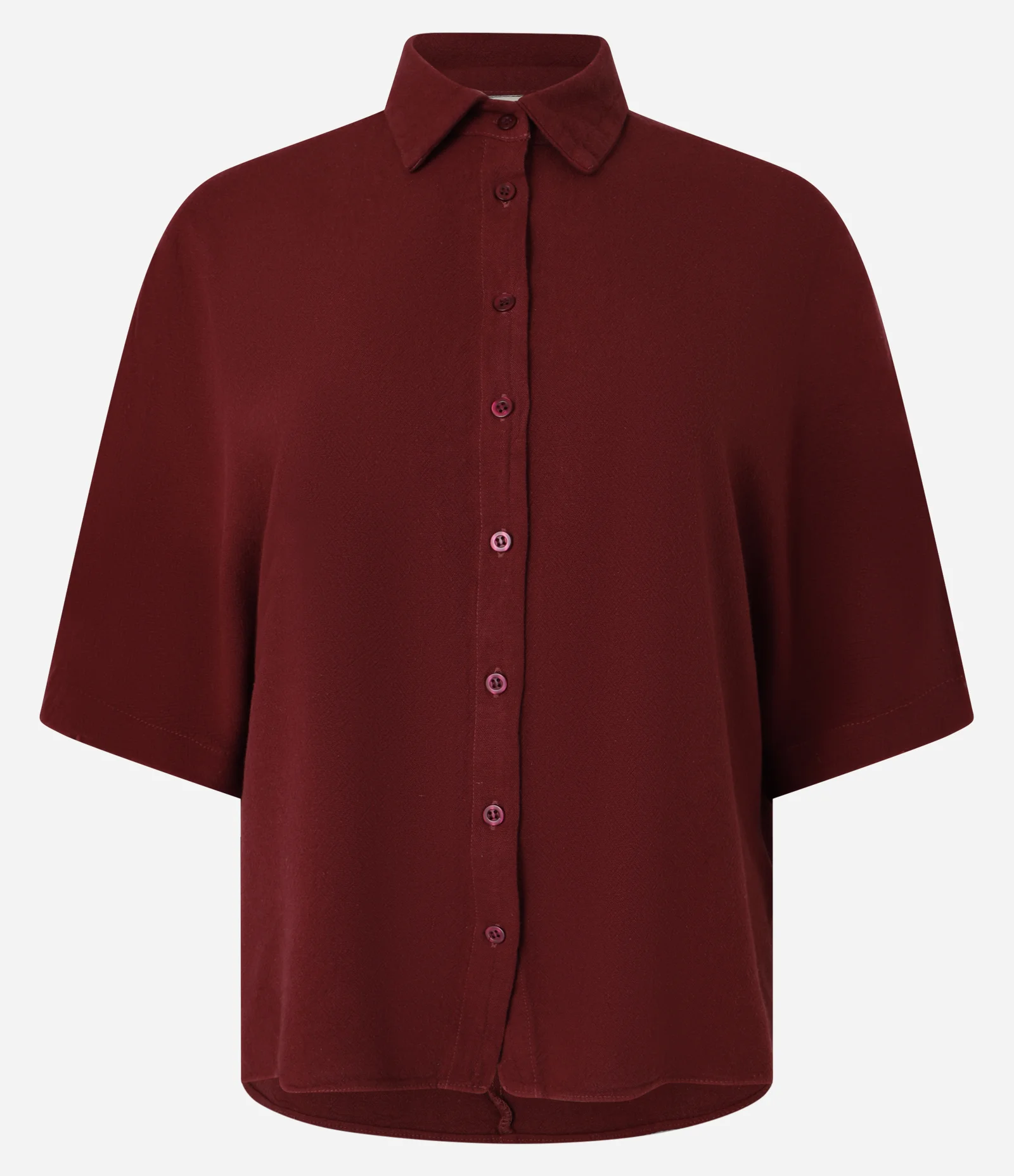 Camisa em Viscose com Gola Colarinho e Manga 3/4 Vermelho 1