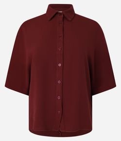 Camisa em Viscose com Gola Colarinho e Manga 3/4