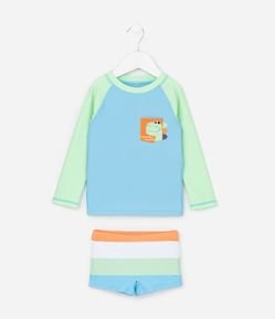 Conjunto Infantil com Proteção UV e Estampa Dino - Tam 1 a 4 Anos