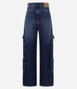 Calça Wide Leg Jeans com Bolso Cargo