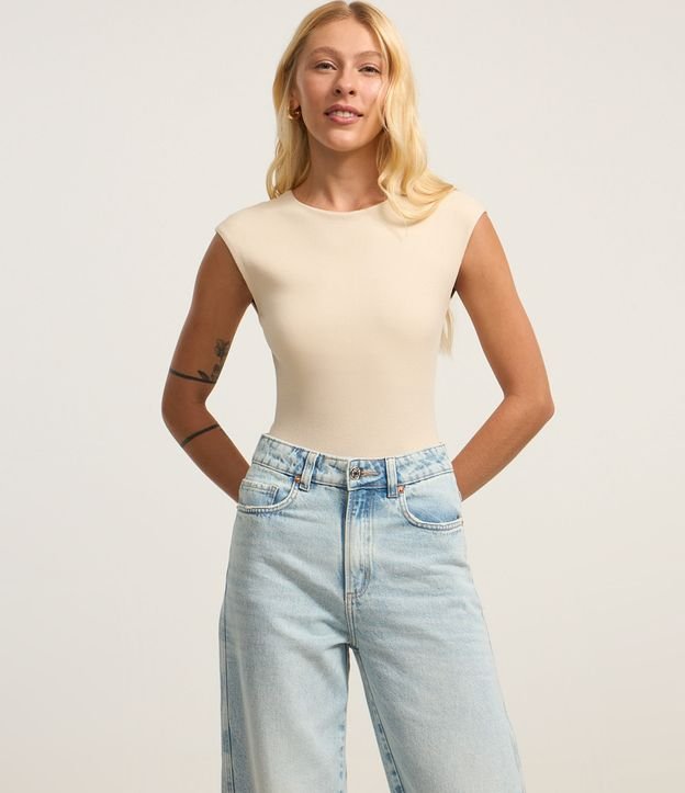 Calça Baggy em Jeans com Lateral Deslocada