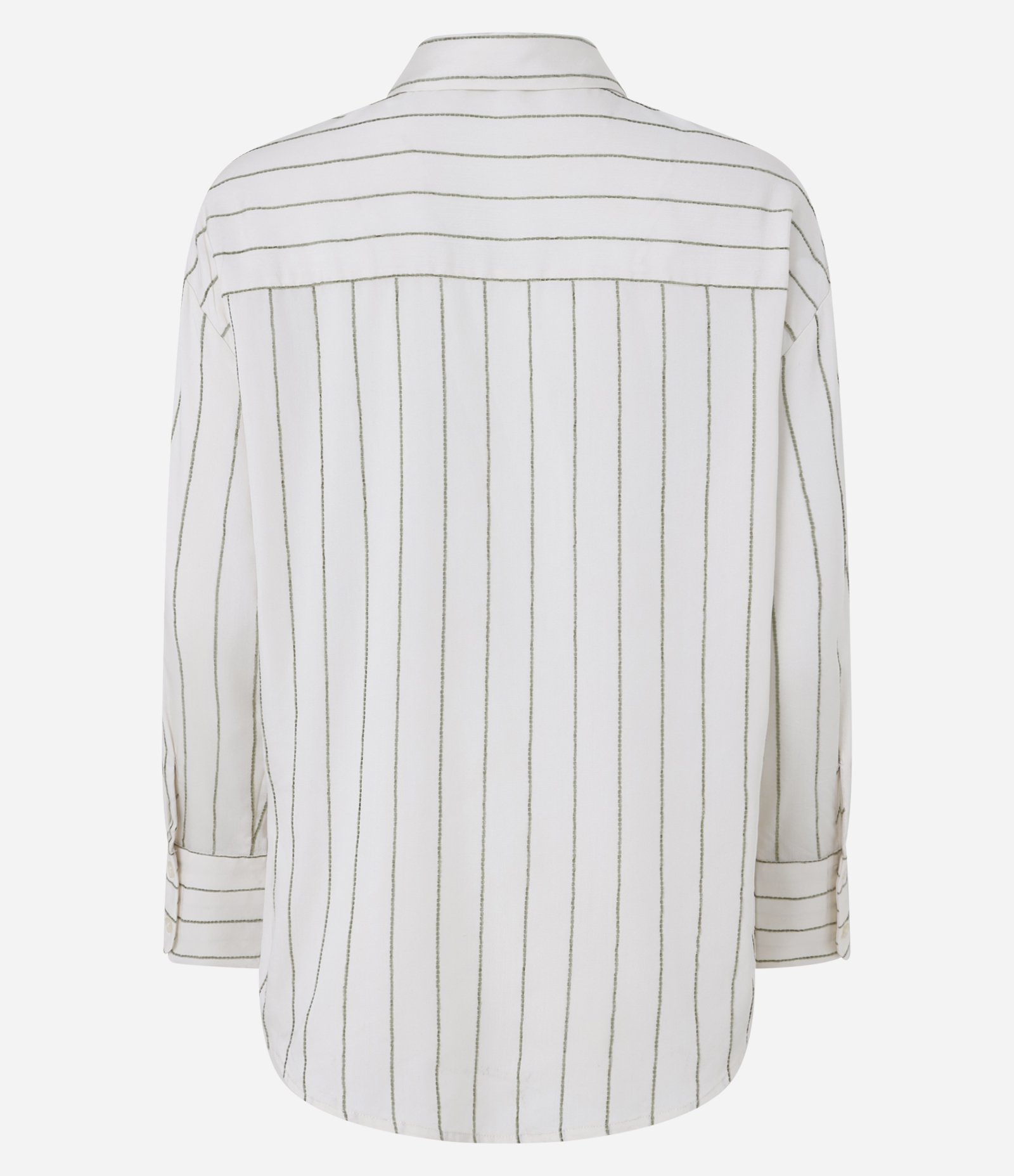 Camisa Listrada em Cupro com Punho Largo Branco 8