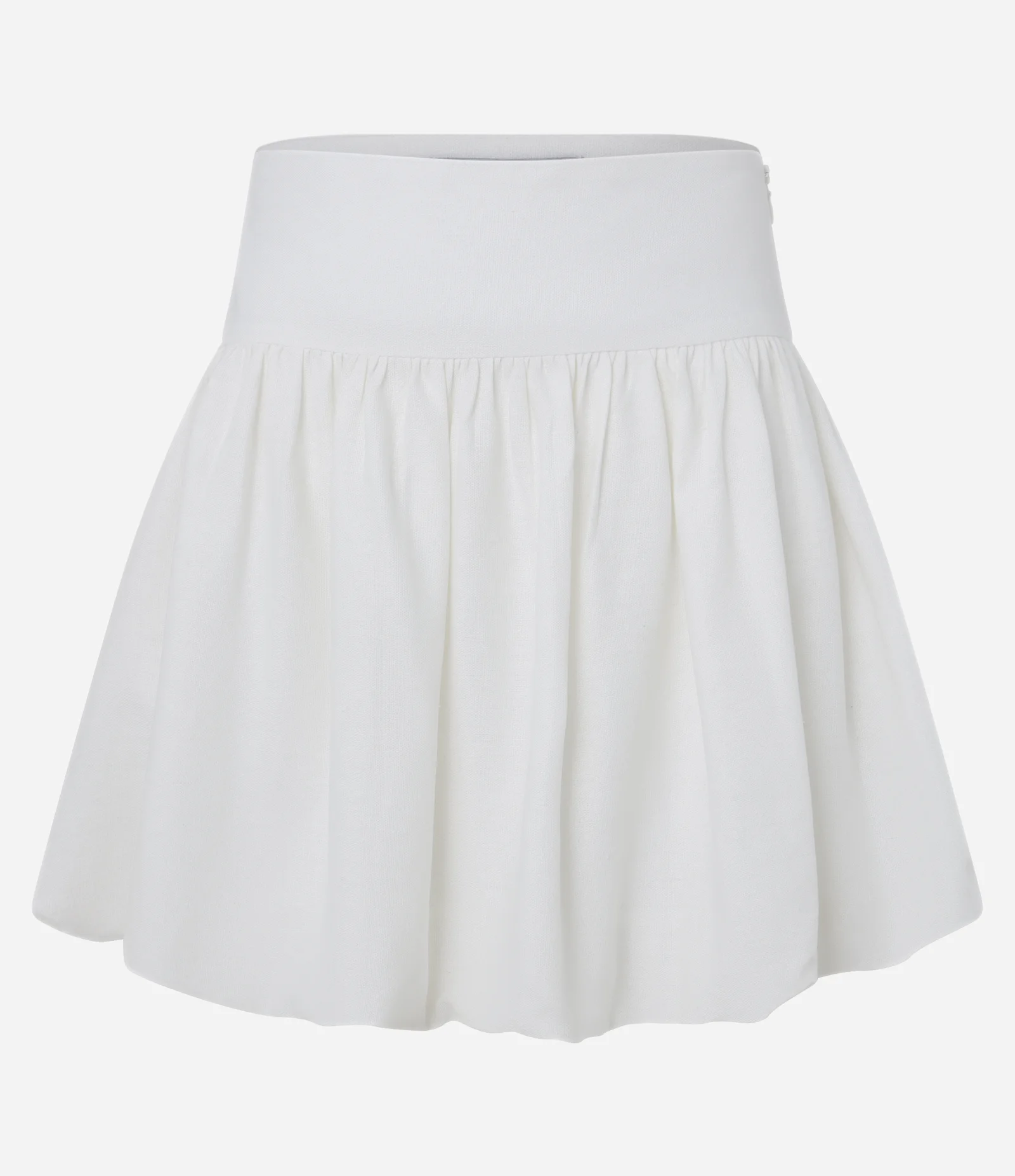 Saia Balonê em Viscose e Linho com Pregas Branco 1