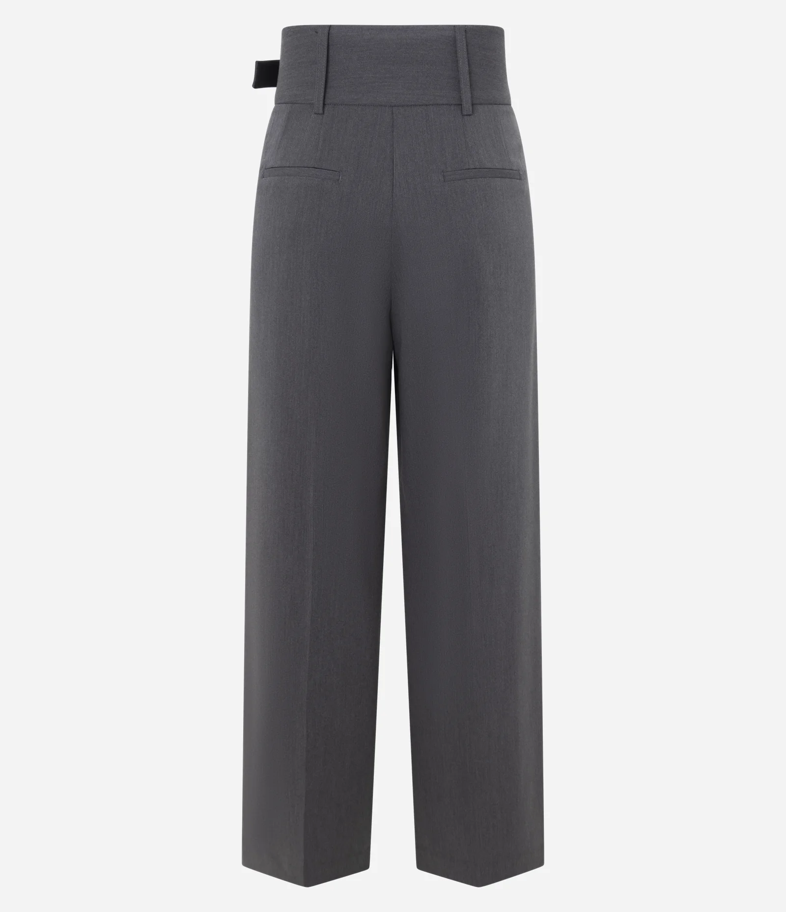 Calça Wide Leg em Alfaiataria com Cós Transpassado Cinza 2