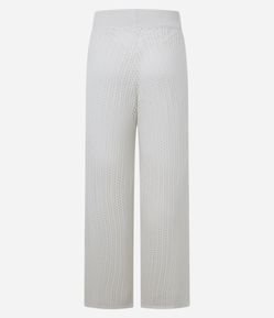 Calça Reta em Tricô com Cintura Alta e Ponto Aberto